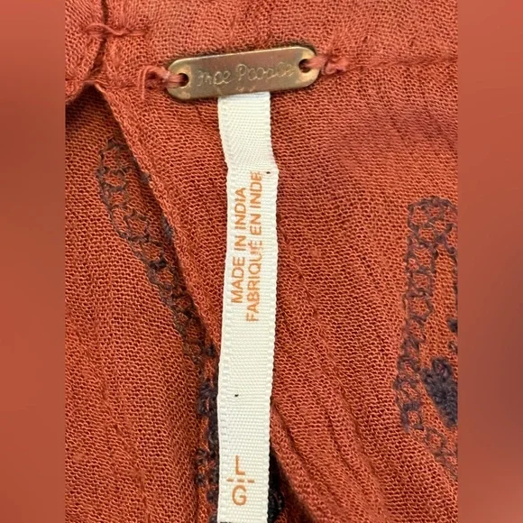 Free People Diamond Embroidered Tunic Top Cinnamon Size Large - Picture 7 of 12